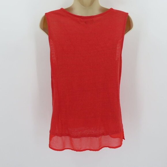 Sanctuary Women Small Solid Red All Linen Sleeveless One Pocket Tank Top Shirt - Picture 6 of 10